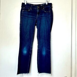 Madewell Dark Wash Rail Straight Leg Raw Fray Hem Jeans/Denim- Size 26 X 34